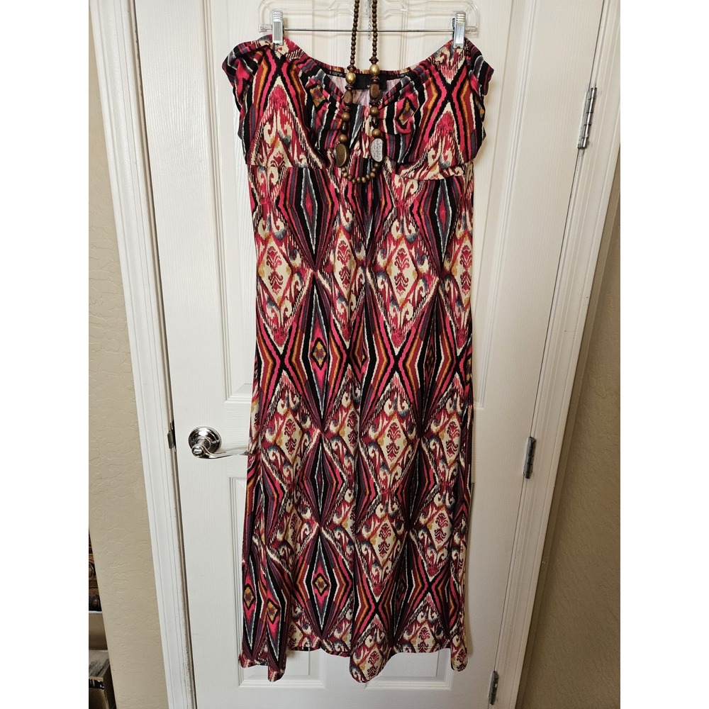 Hypnotik Colorful Diamond Print Sleeveless Light Padded Bust Maxi Dress, Plus 2X